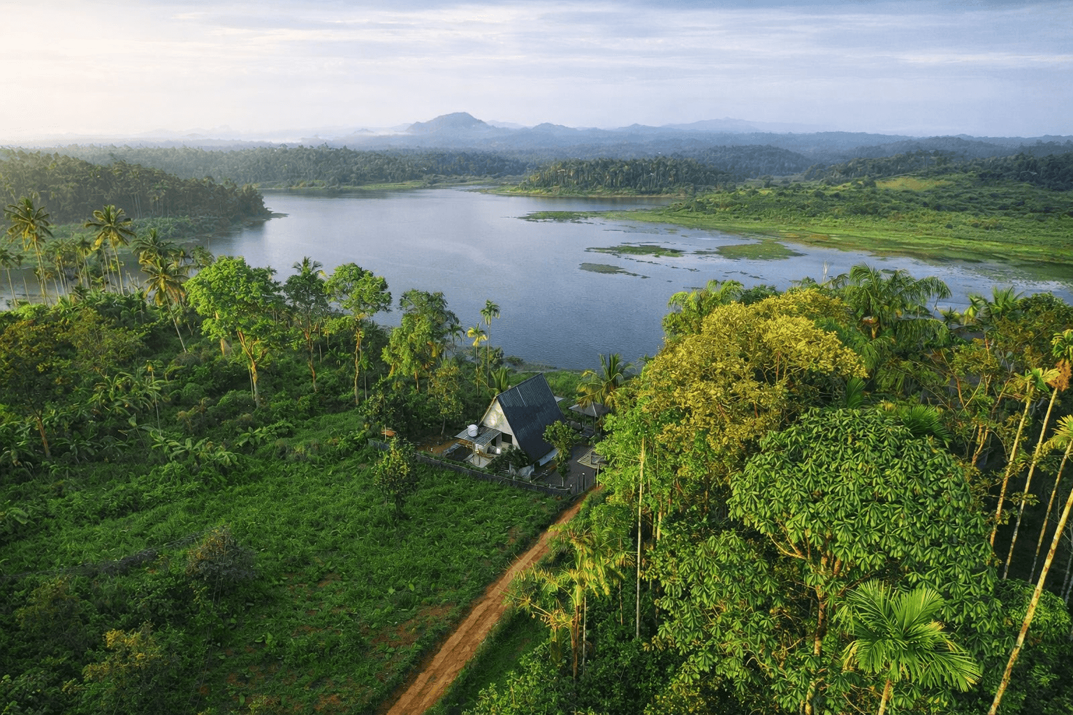 Panoramic view of Azura Resort on the reservoir