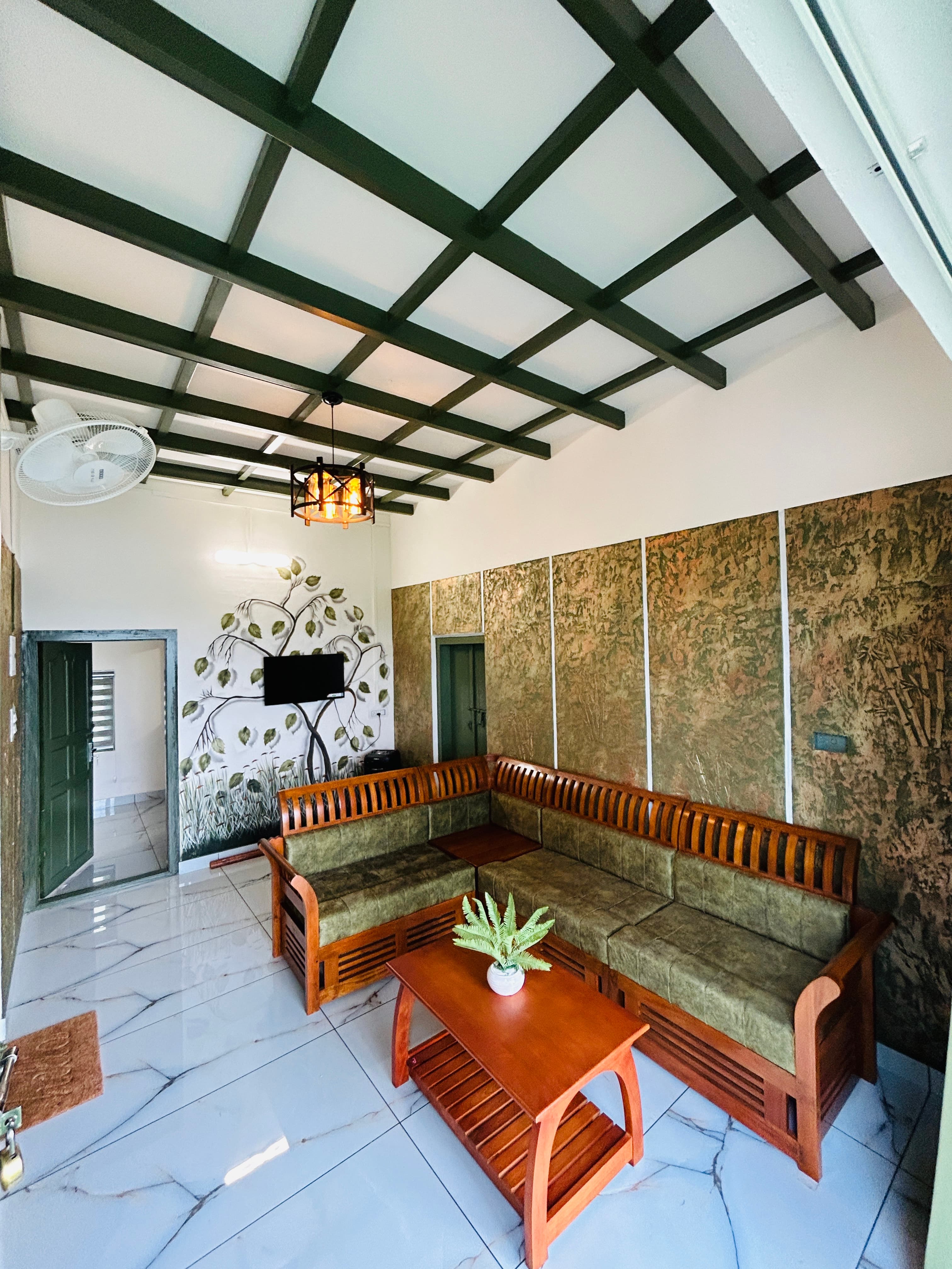 Cottage interior with modern amenities