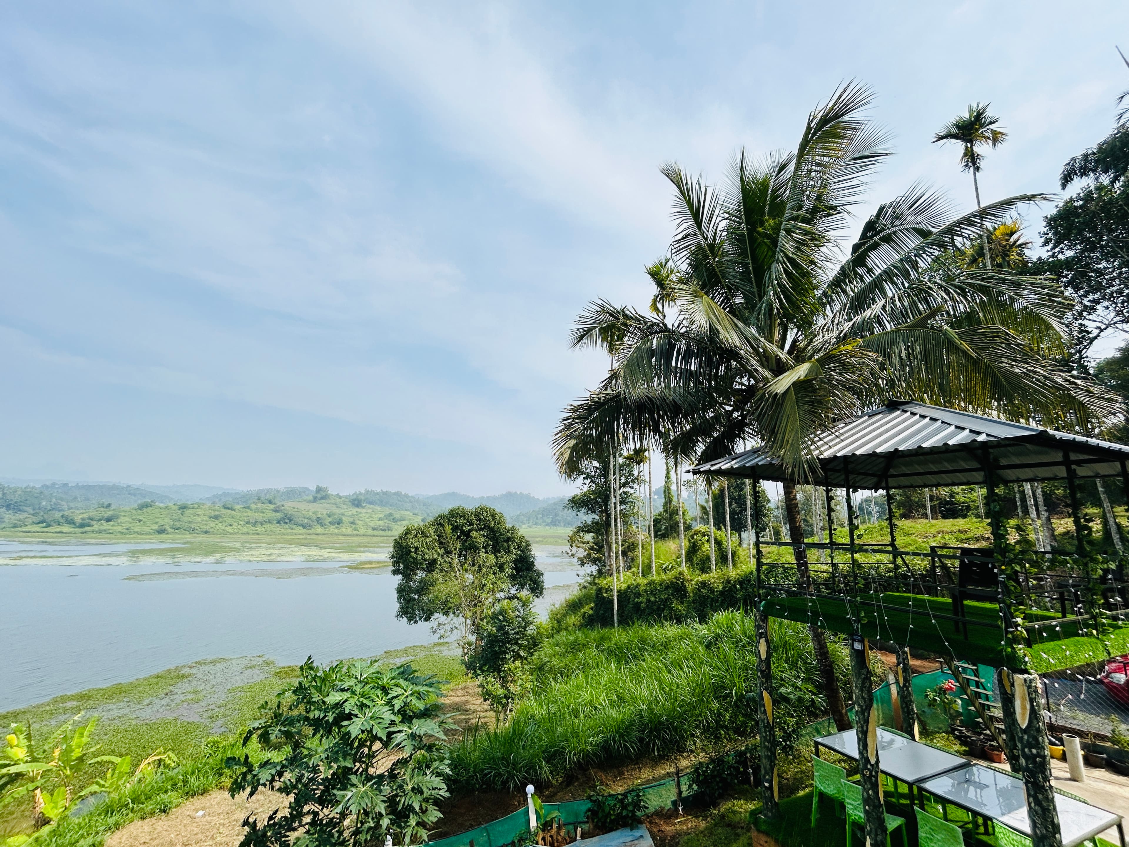 Aerial view of the island resort